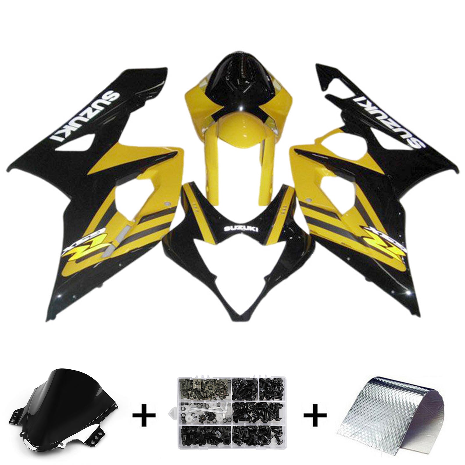 Amotopart 2005-2006 K5 GSXR1000 Suzuki Kit de carénage jaune et noir