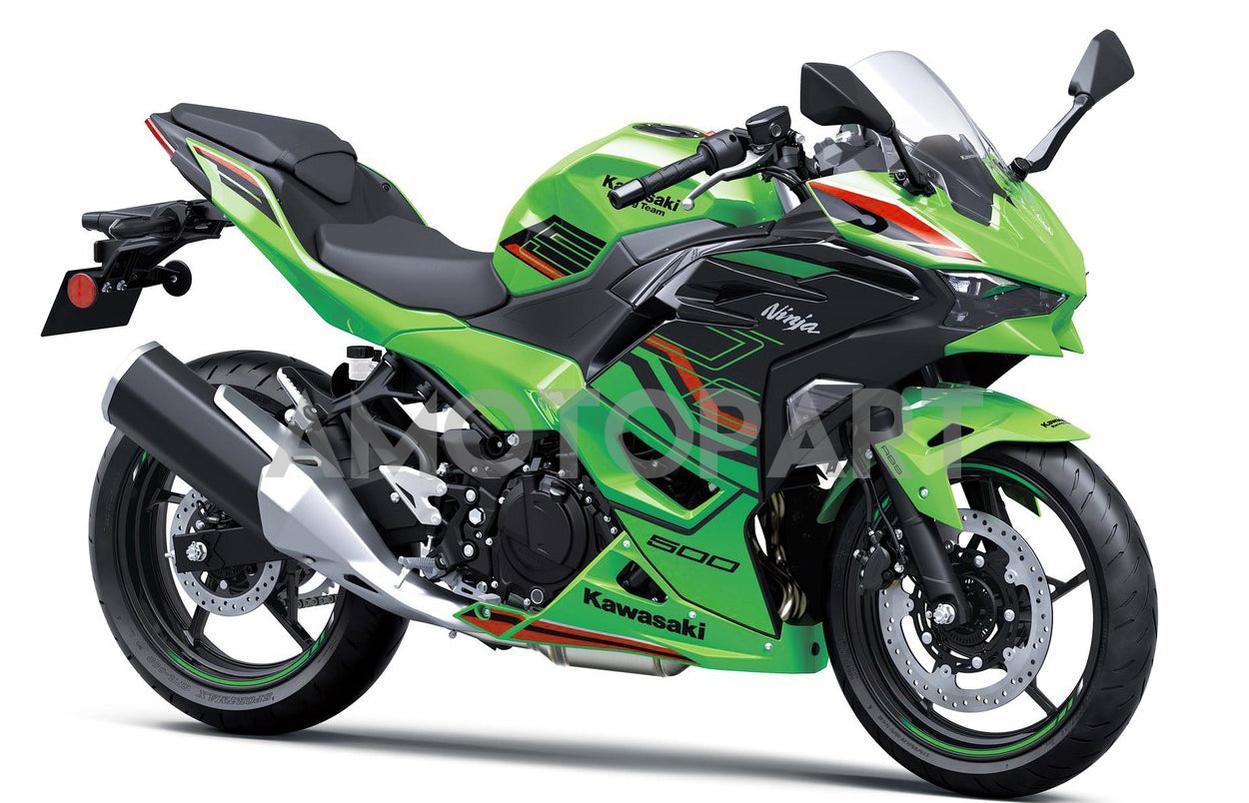 Amotopart 2024-2025 Kawasaki Ninja 500 Black Red Green Fairing Kit