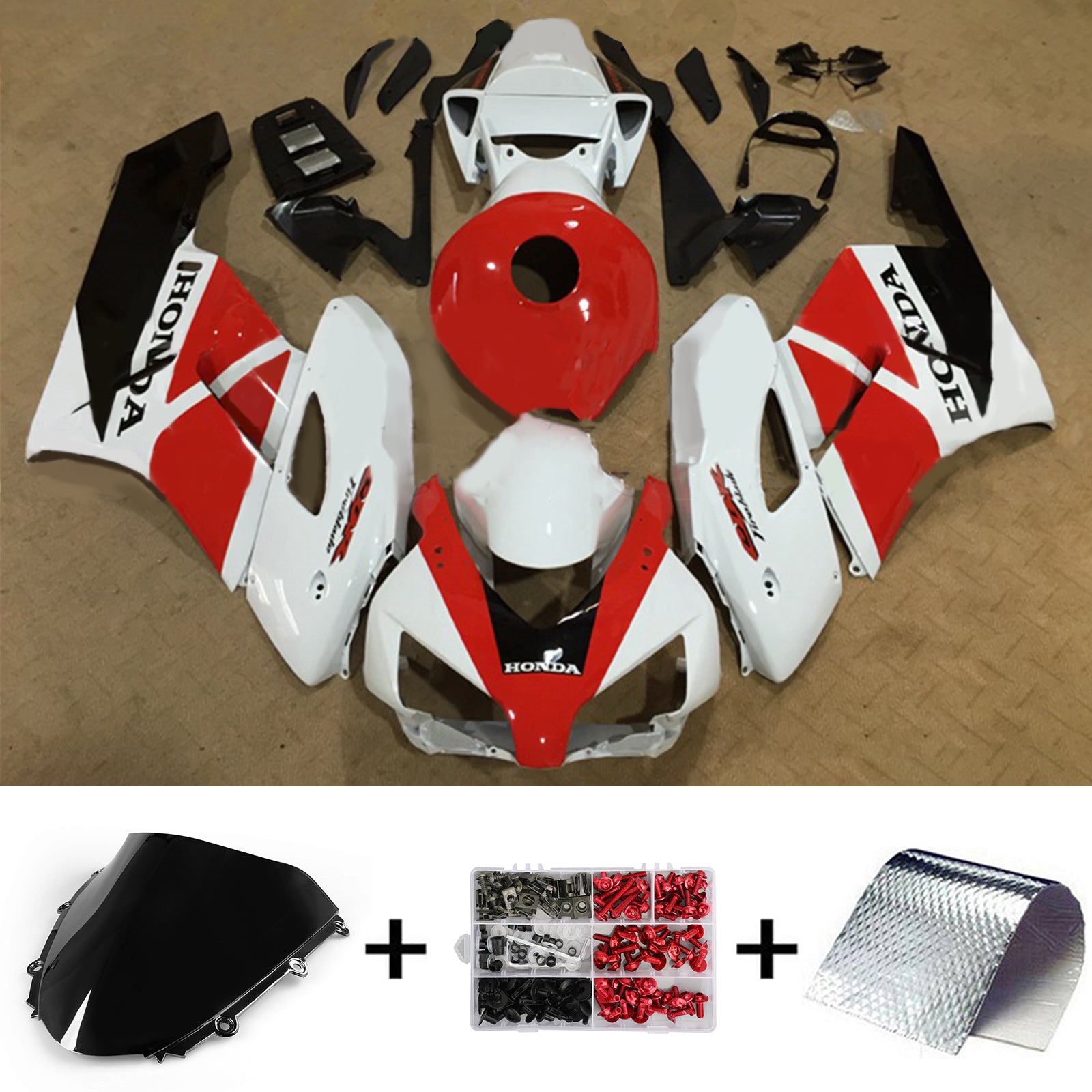 Amotopart 2004-2005 Honda CBR1000RR Kit de carenado rojo y blanco Style1