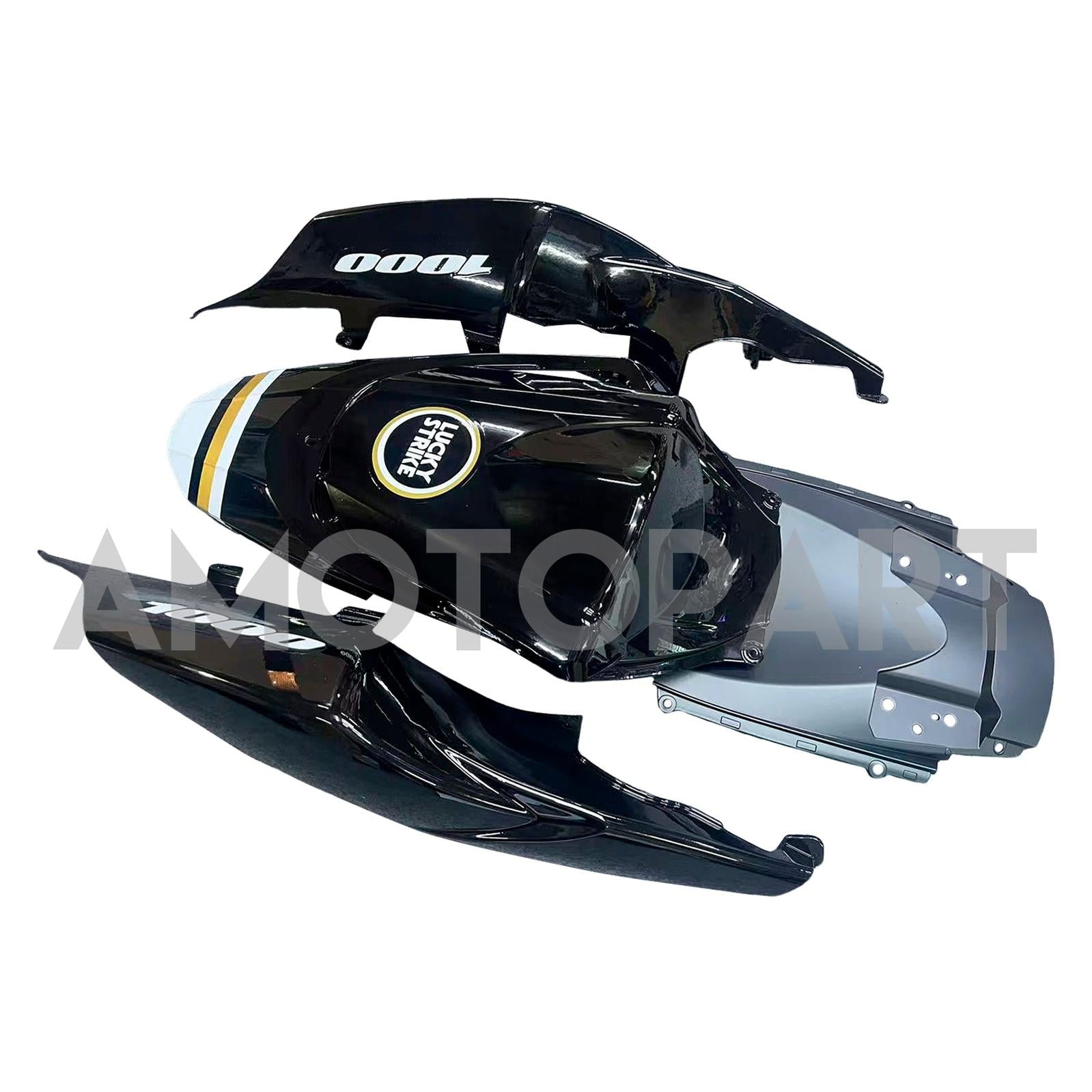 Amotopart 2007-2008 Suzuki GSXR1000 White Black Fairing Kit