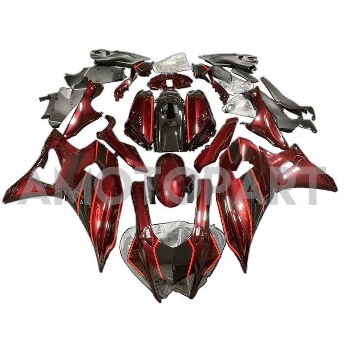 Amotopart 2021-2025 Yamaha YZF-R7 Black Dark Red Fairing Kit