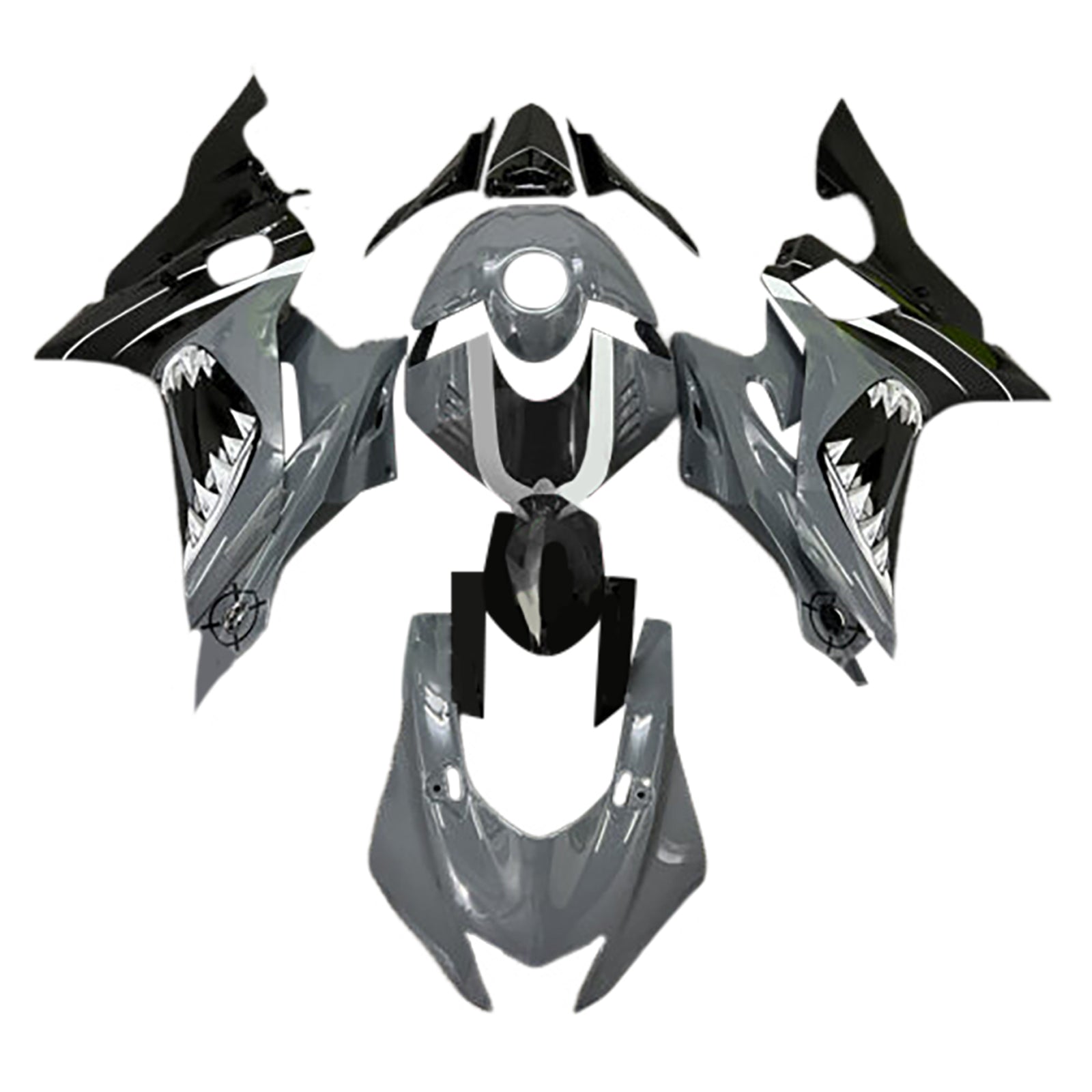 Amotopart 2008-2016 Yamaha YZF-R6 Grey & Black Fairing Kit