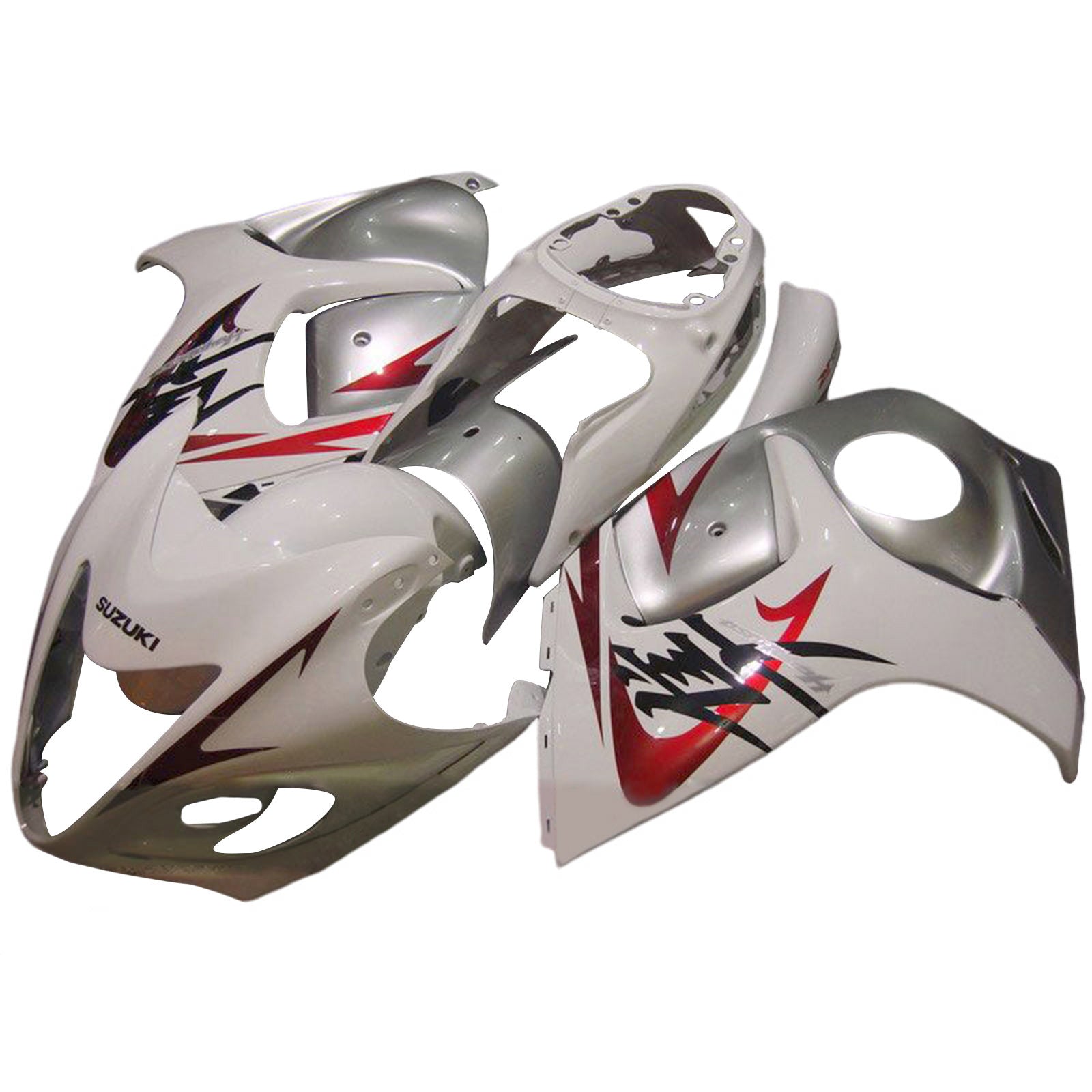 Amotopart 2008-2020 GSX1300R Hayabusa Suzuki Silver&White Fairing Kit