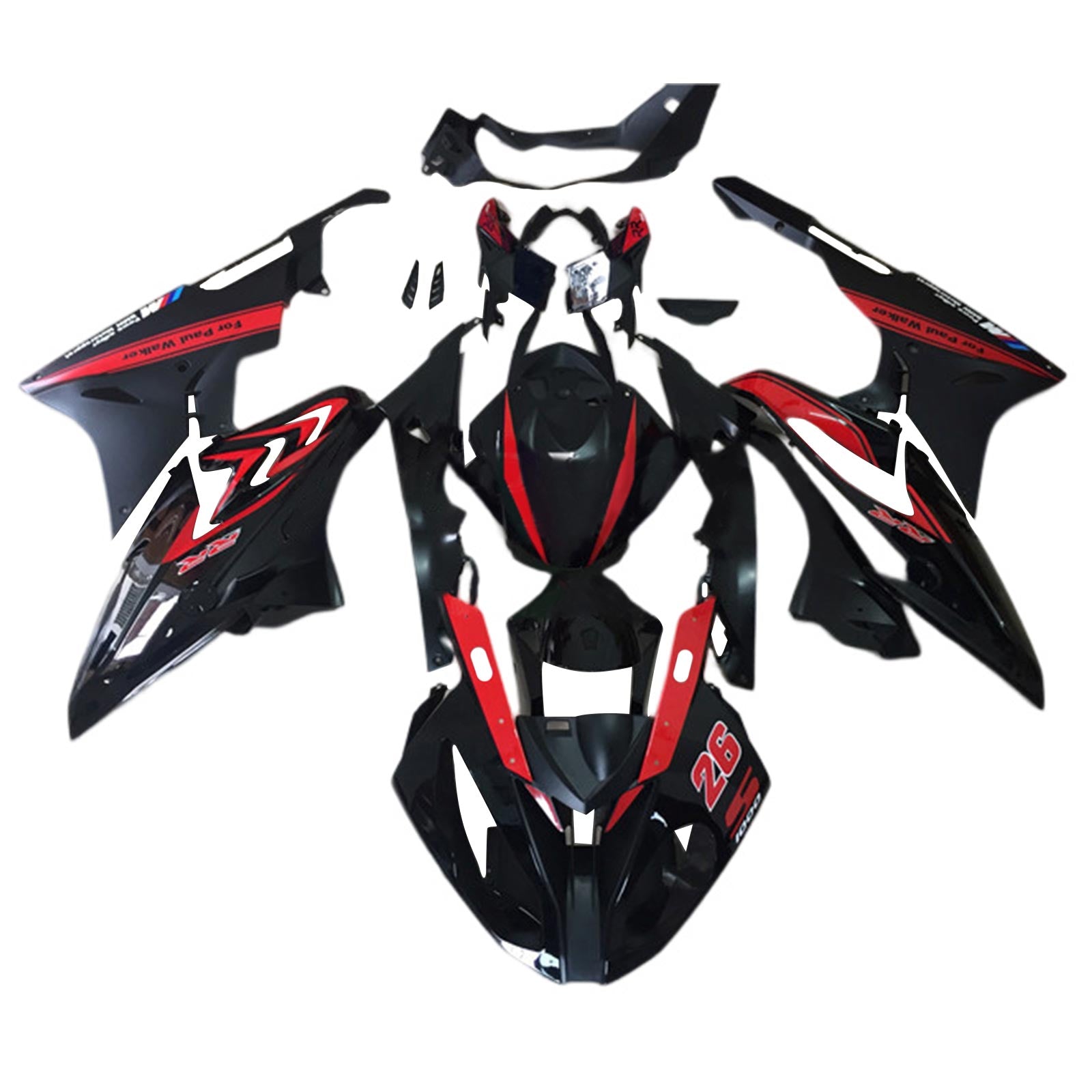 Amotopart BMW S1000RR 2017-2018 Kit de carénage noir et rouge Style 10