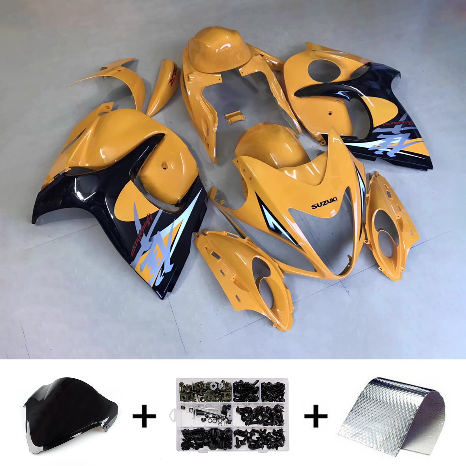 Amotopart 2008-2020 Suzuki Hayabusa GSX1300R Orange Black Fairing Kit
