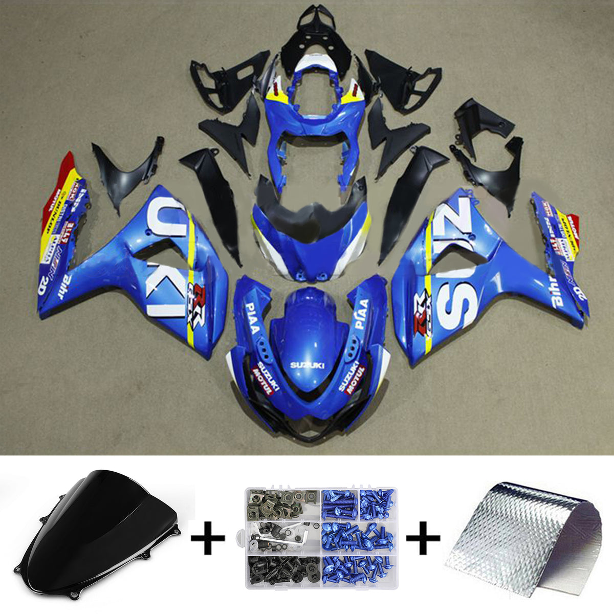 Amotopart 2009-2016 K9 GSXR1000 Suzuki Blu e Giallo Style1 Kit carena