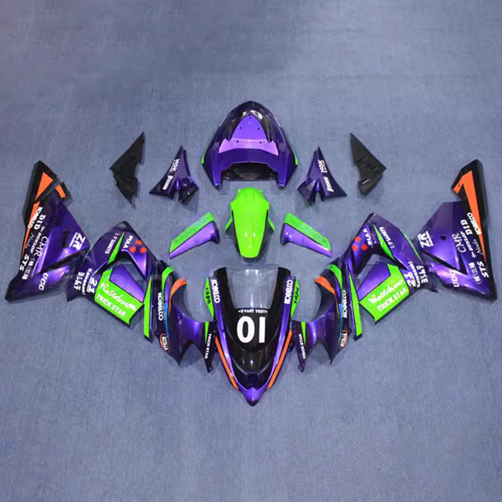 Amotopart 2004-2005 Kawasaki ZX10R Purple Green Black Fairing Kit