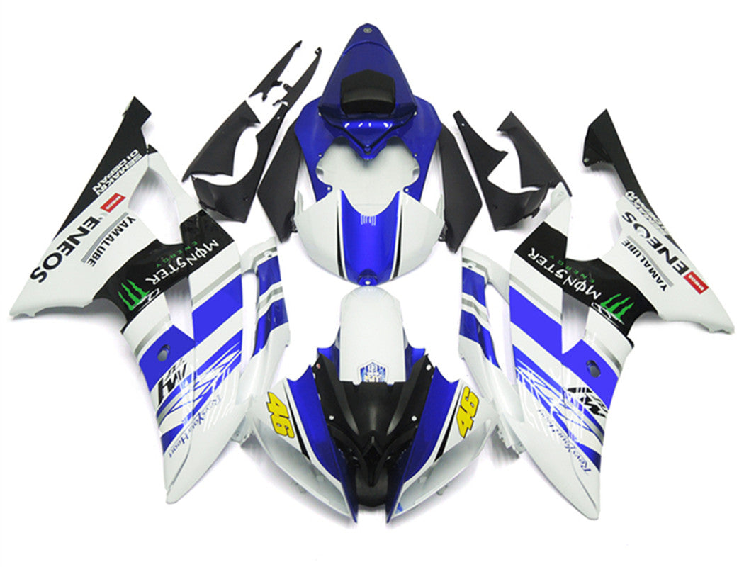 Kit de carenado Amotopart Yamaha YZF 600 R6 2008-2016 azul y blanco Style1