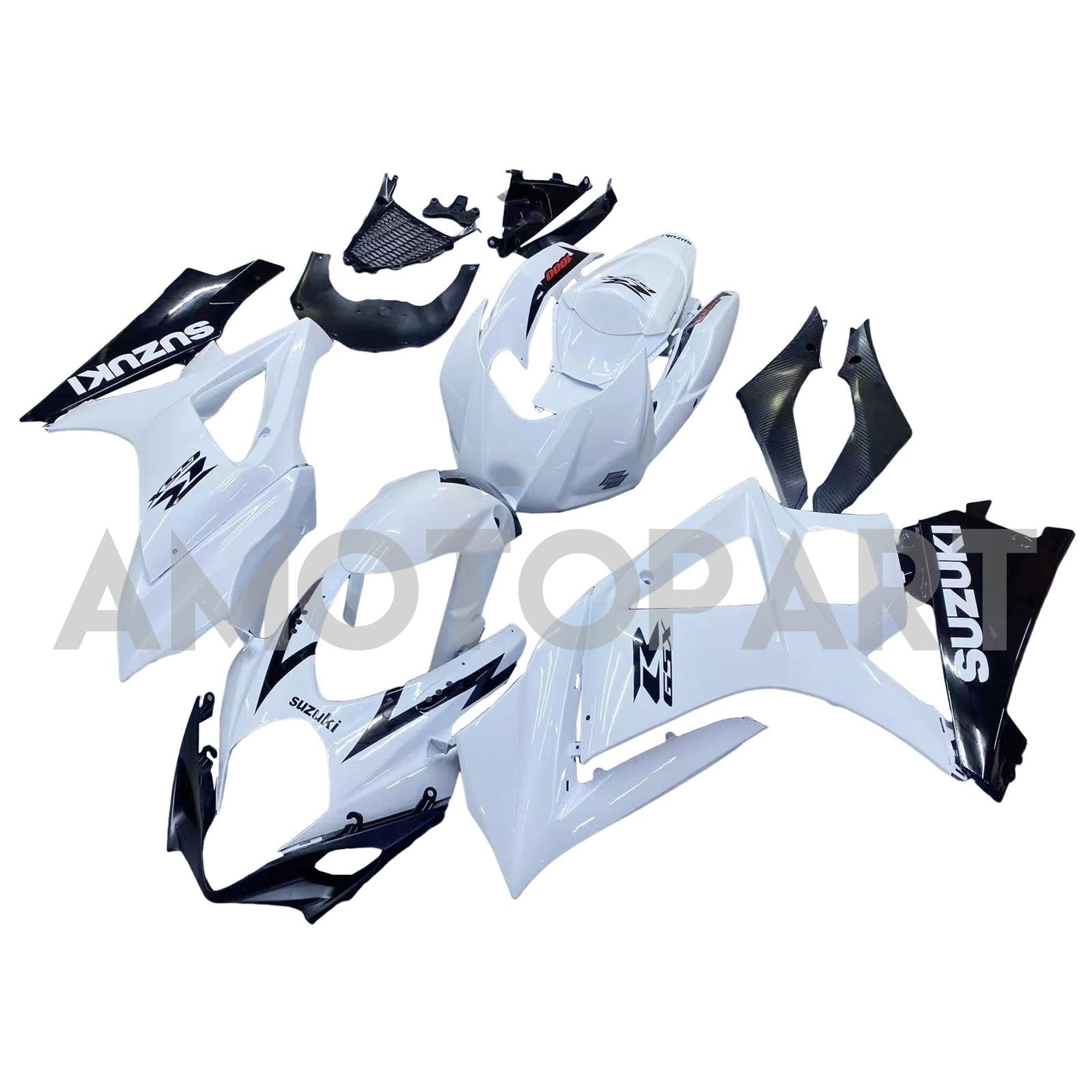 Amotopart 2007-2008 Suzuki GSXR1000 White Black Fearing Kit