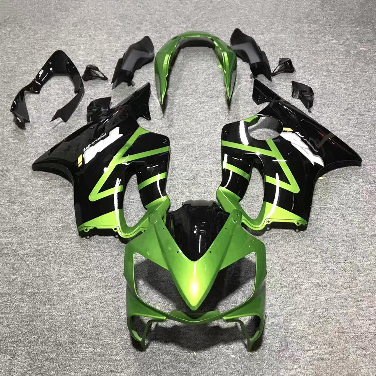 Amotopart 2004-2007 Honda CBR600 F4i Black/Green Fairing Kit