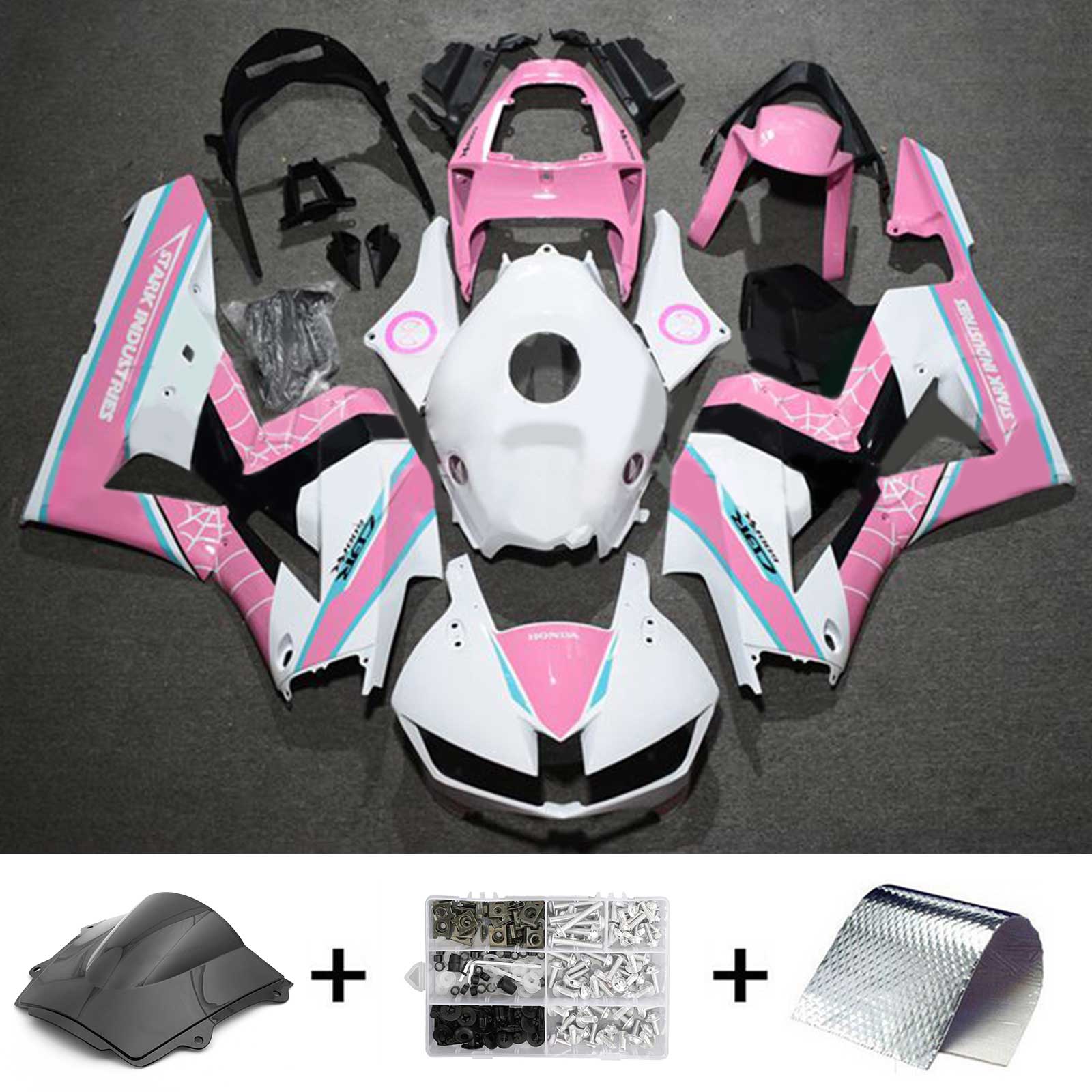 Amotopart 2013–2023 F5 CBR600RR Honda Weiß-Rosa Verkleidungsset