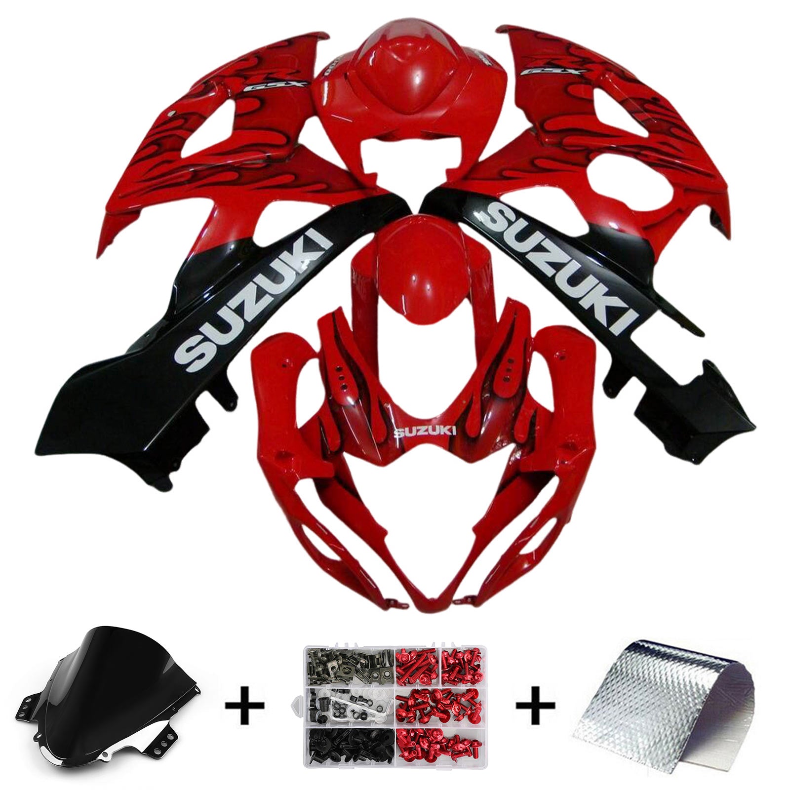 Amotopart 2005-2006 K5 GSXR1000 Suzuki Rojo y Negro Style2 Kit de carenado