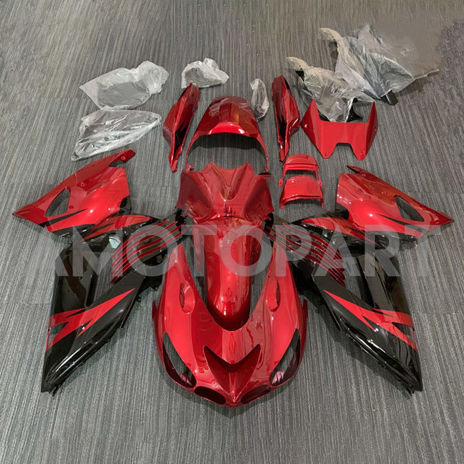 Amotopart 2006-2011 Kawasaki ZX14R Gloss Red&Black Fairing Kit