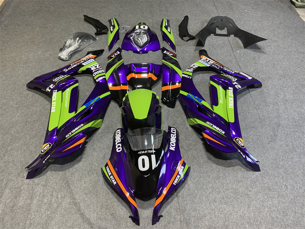 Kit de carenado Amotopart Kawasaki ZX10R 2016-2020 morado y verde