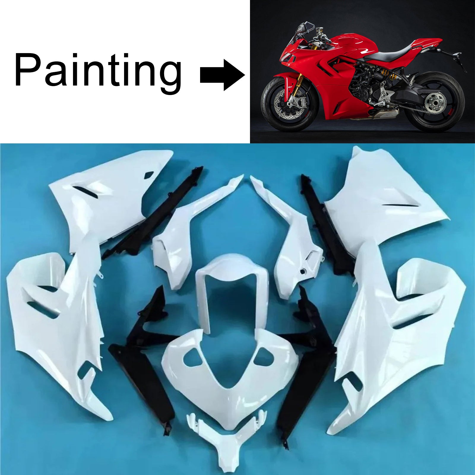 Amotopart Kit carena Ducati Supersport 950 / 950S Rosso Nero 2021-2024