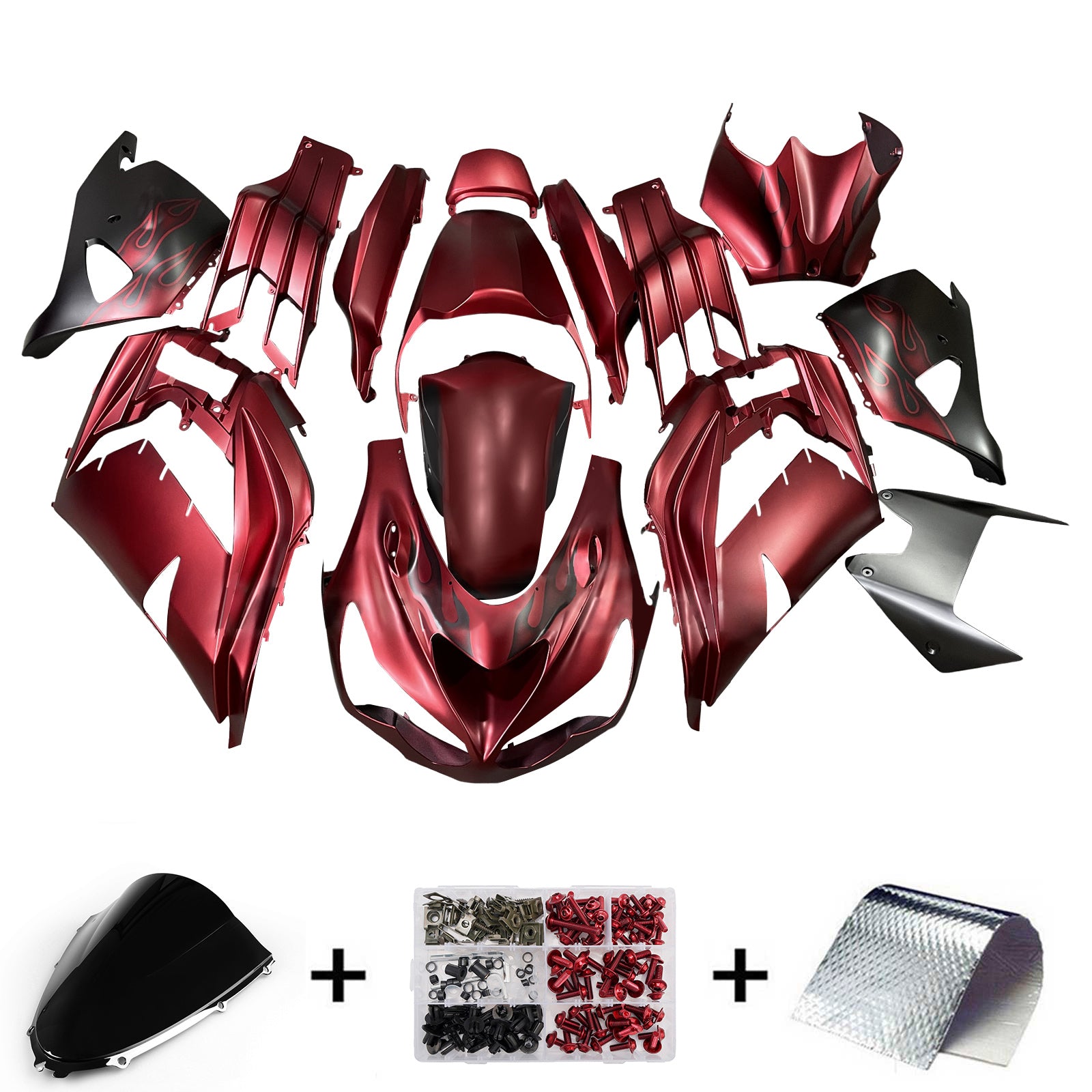 Amotopart 2012-2025 Kawasaki ZX14R ZZR1400 Red Fairing Kit