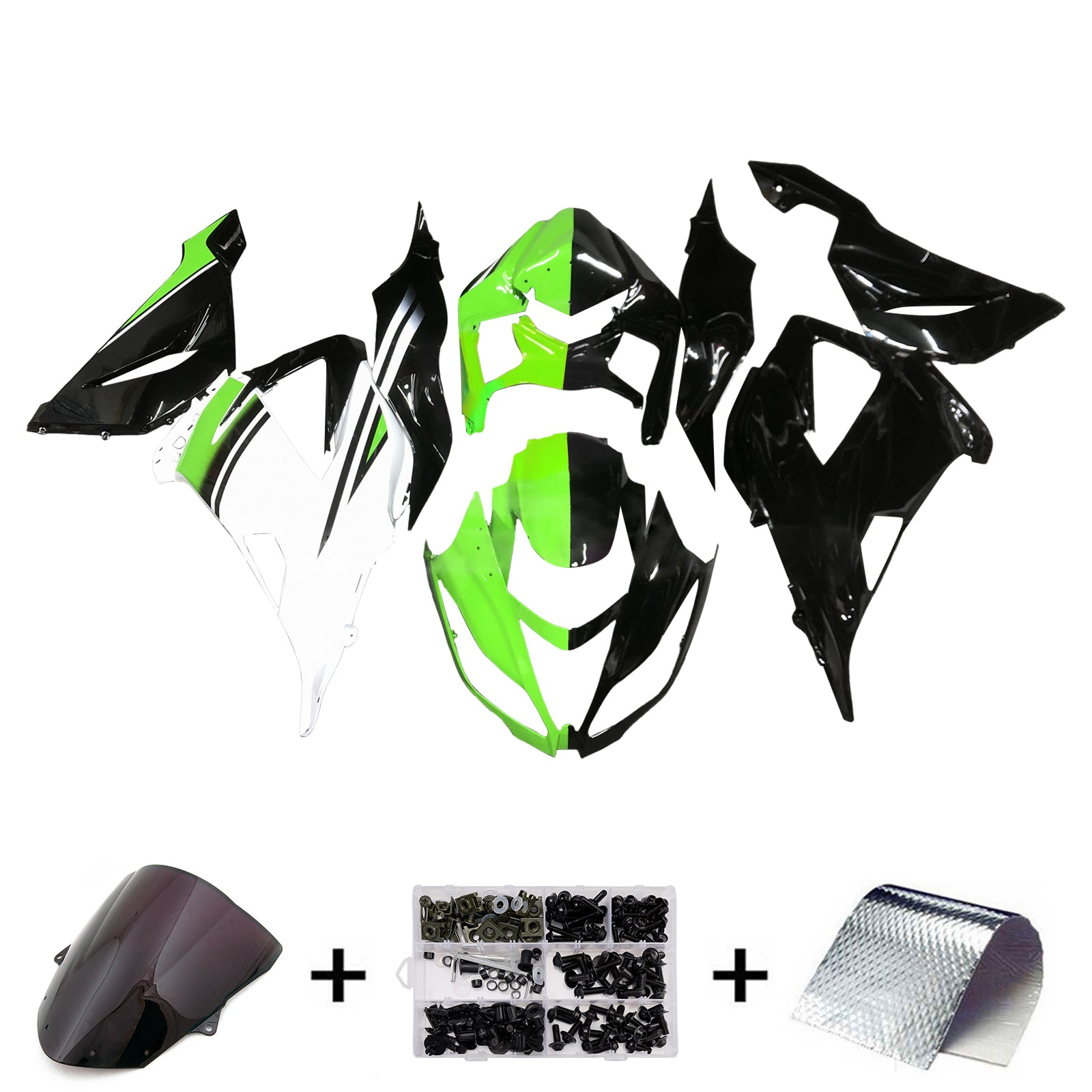Amotopart 2013-2018 Kawasaki ZX6R 636 Green Black Fairing Kit