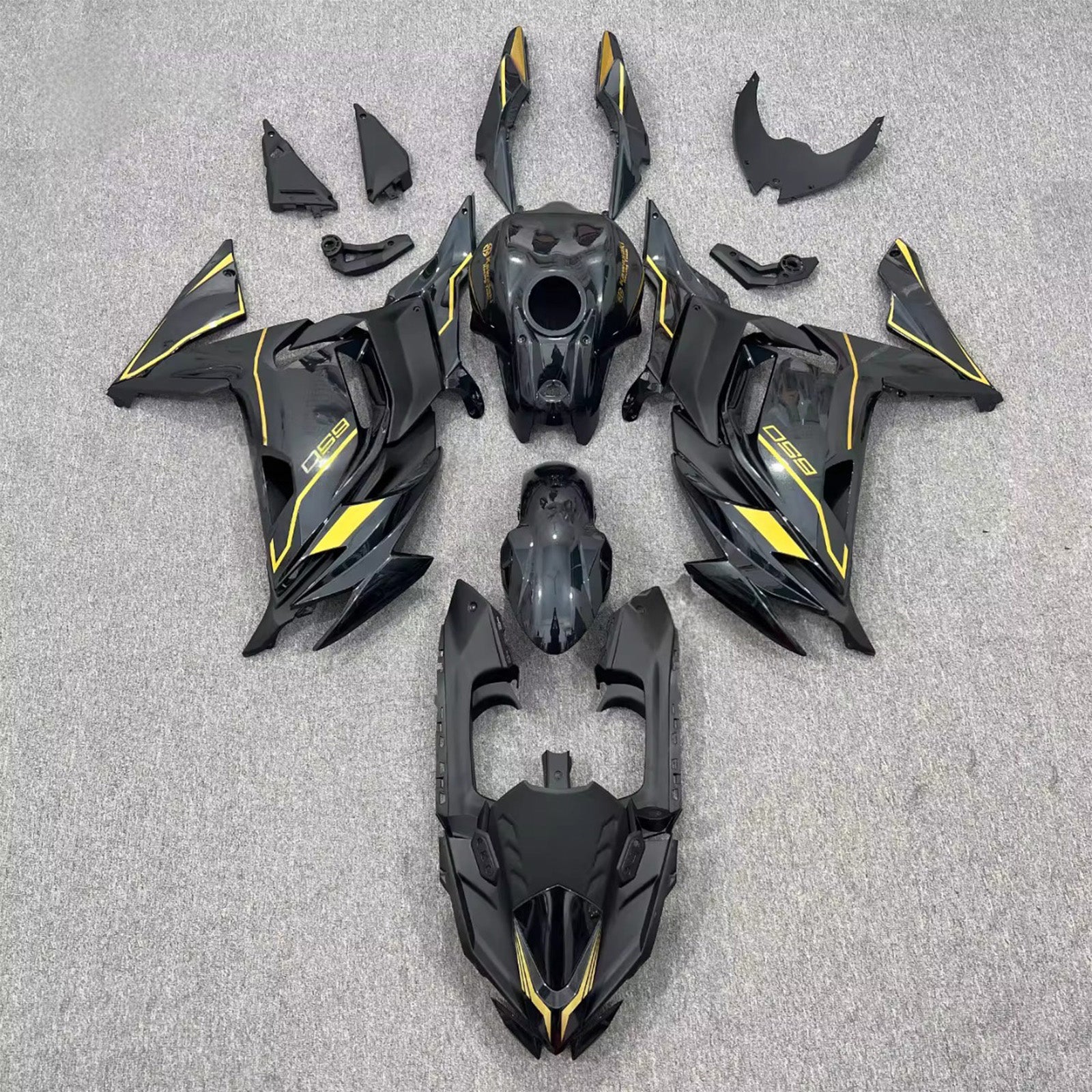 Amotopart 2020-2025 Kawasaki ER6F/Ninja650 Black Yellow Fairing Kit