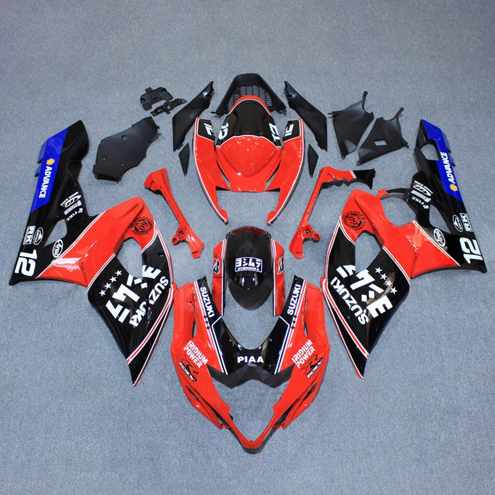 Amotopart 2005-2006 Suzuki GSXR1000 Rød Sort Hvid Fairing Kit