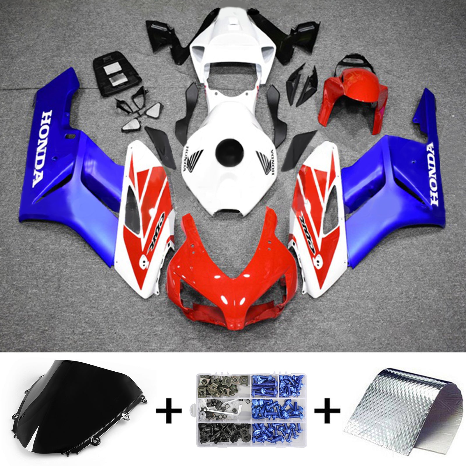 Amotopart 2004-2005 ホンダ CBR1000RR レッド&ブルー Style4 フェアリングキット