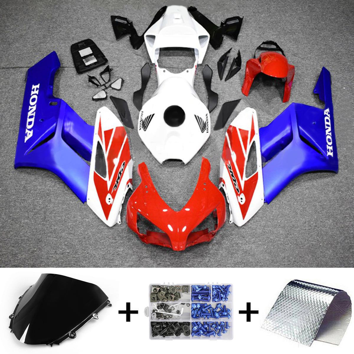 Amotopart 2004-2005 Honda CBR1000RR Kit de carenado rojo y azul Style4