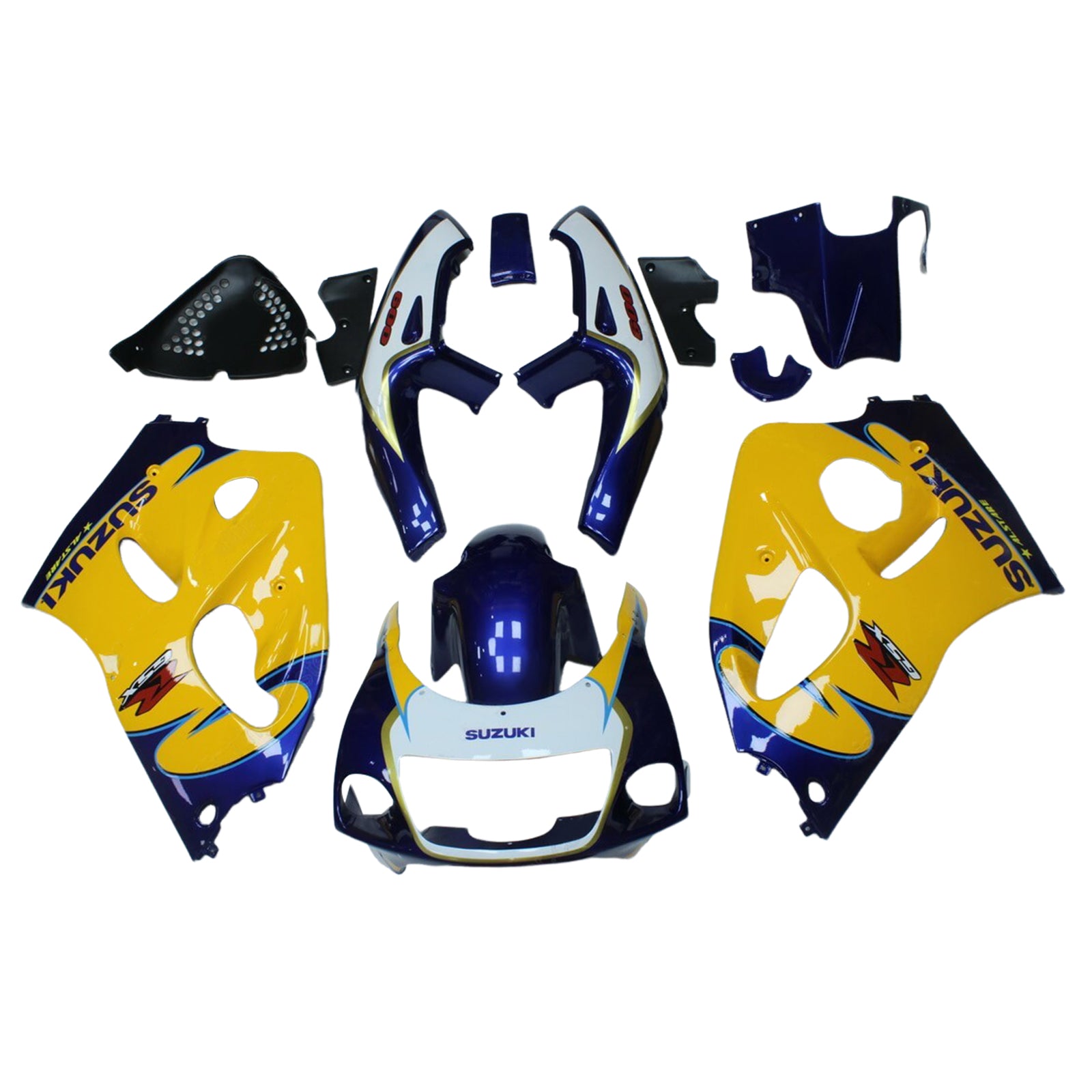 Amotopart Suzuki GSXR600 1996-2000 GSXR750 1996-1999 Kit de carénage bleu et jaune Style1