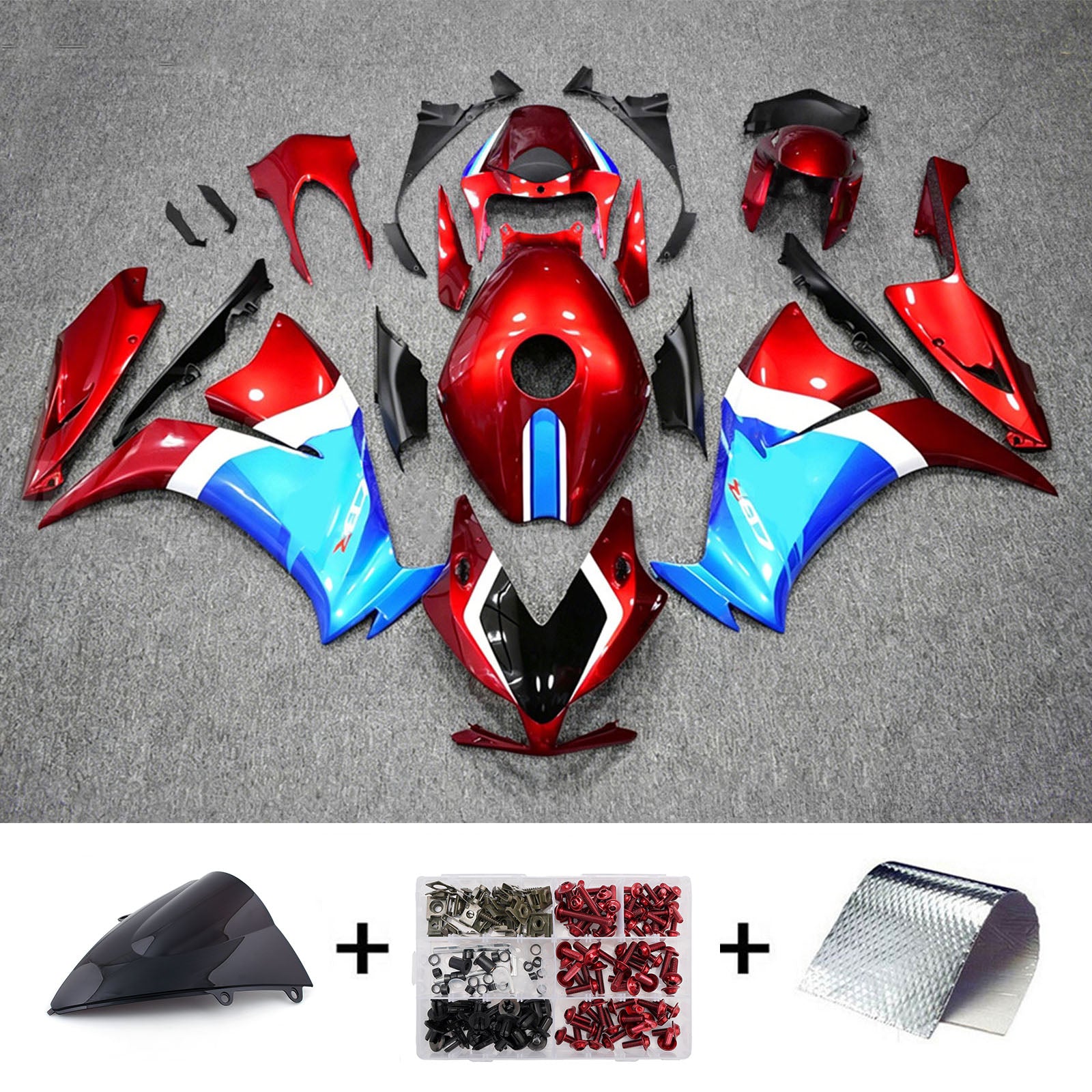 Kit de carenagem Amotopart 2012-2016 Honda CBR1000RR vermelho/azul