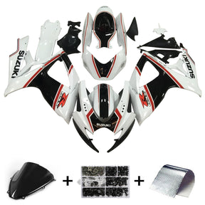 Amotopart 2006-2007 K6 GSXR 600/750 Suzuki Black&White with Red Stripe Fairing kit