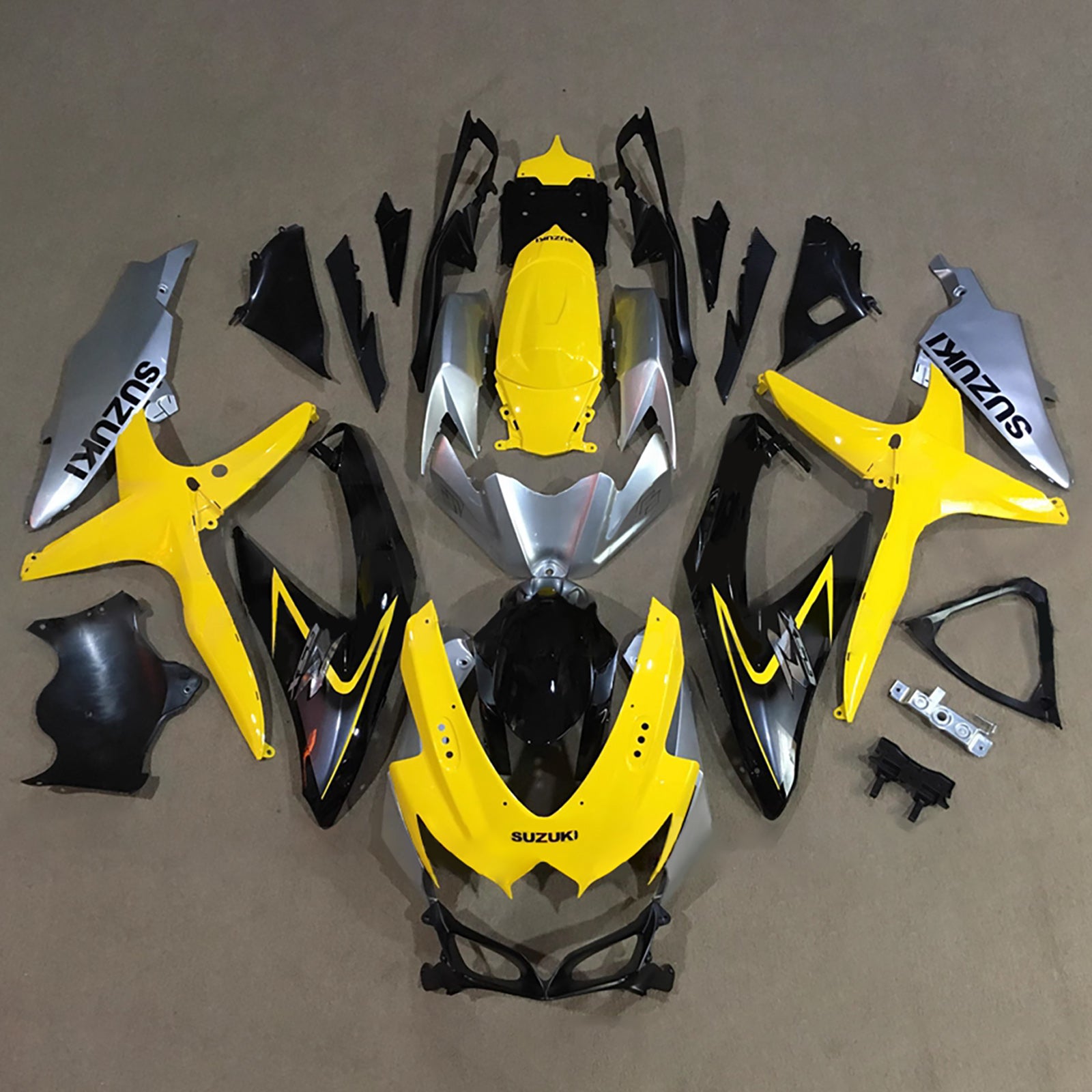 Amotopart 2008-2010 Suzuki GSXR 600/750 Yellow Black Silver Fairing Kit