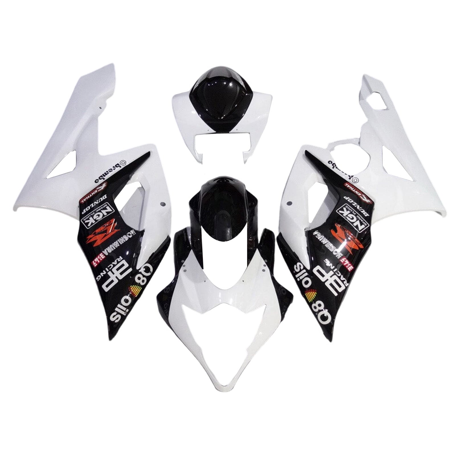 Amotopart 2005-2006 K5 GSXR1000 Suzuki White&Black Accents Fairing Kit