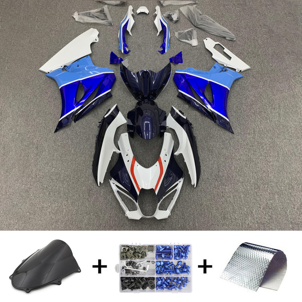 Amotopart 2017-2024 K17 GSXR1000 Suzuki Azul y Blanco Style2 Kit de carenado