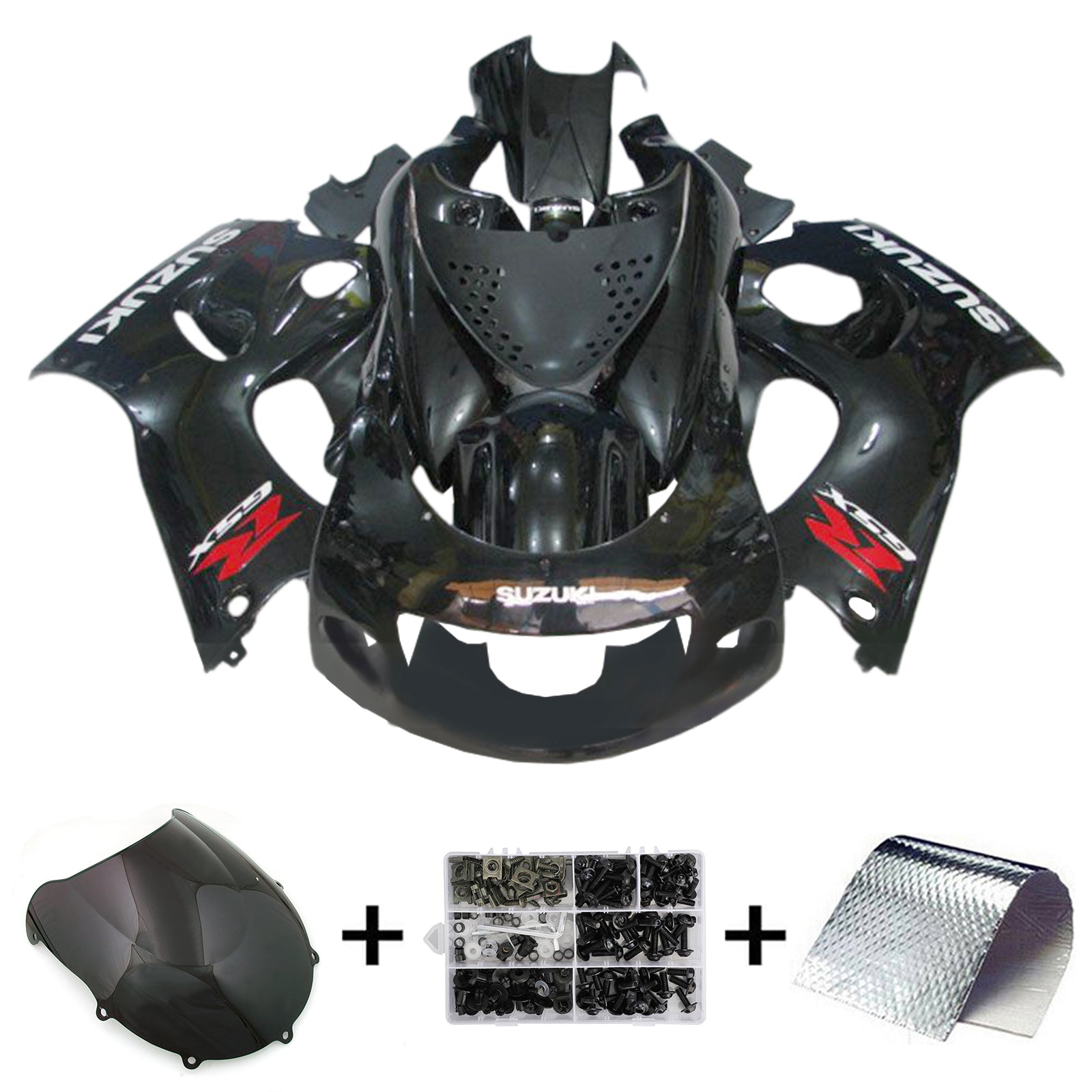 Amotopart GSXR600 1996-2000 GSXR750 1996-1999 Kit de carénage noir Suzuki