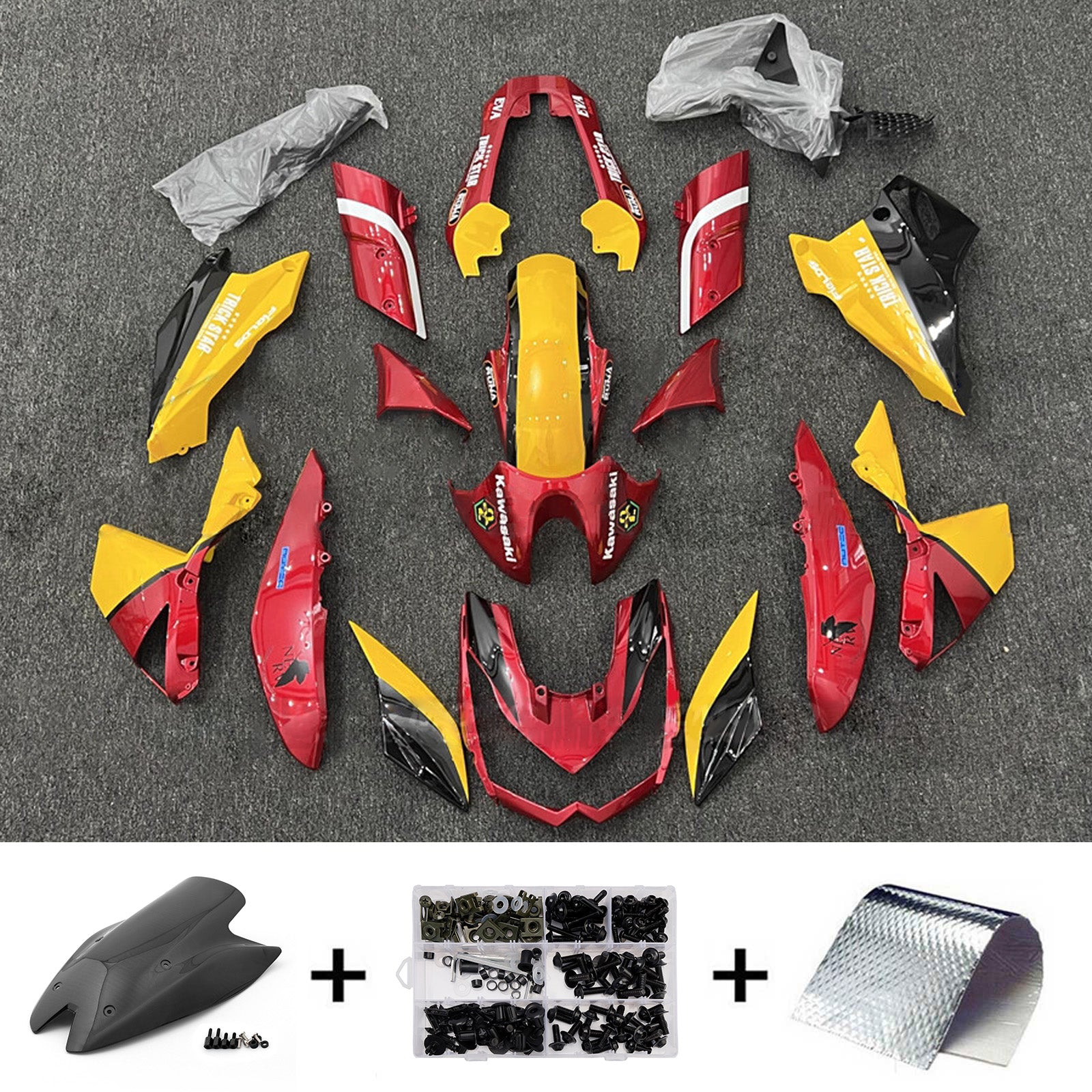 Amotopart 2010-2013 Kawasaki Z1000 Red Yellow Black Fairing Kit