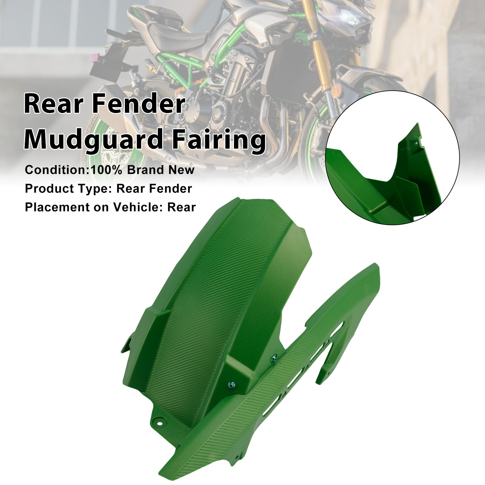 2017-2025 Kawasaki Z900 Z900SE Rear Fender Mudguard Fairing Green