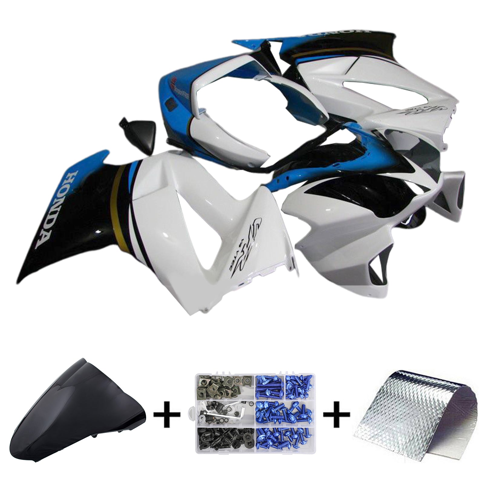 Amotopart 2002-2012 Honda VFR800 White Black Blue Fairing Kit