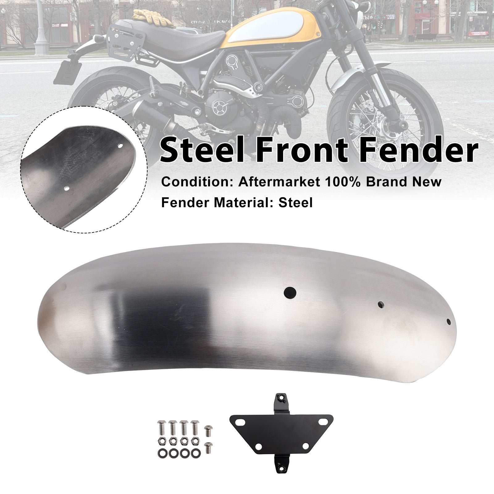 2015-2025 Ducati Scrambler 1100 800 stalen voorspatbordspatbord