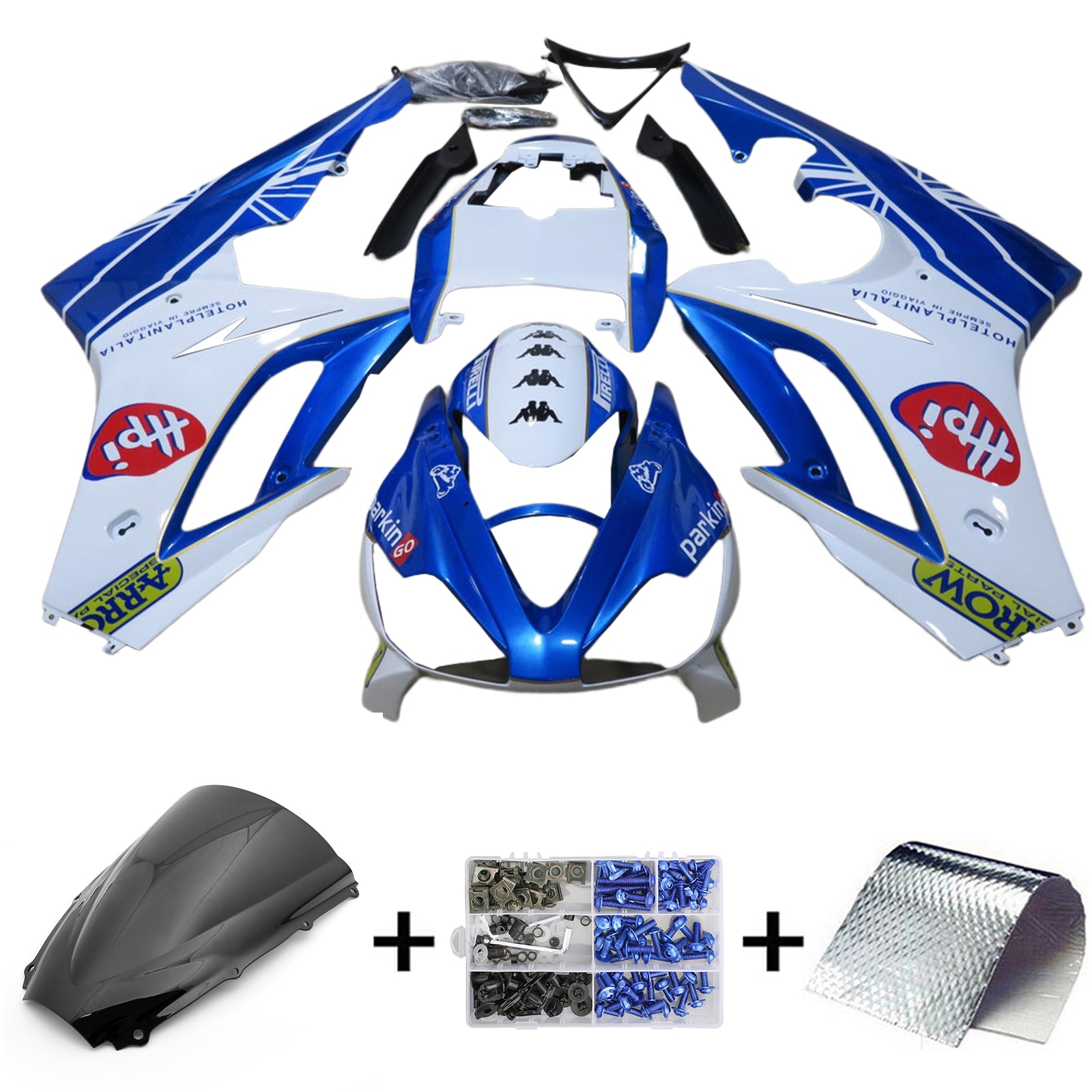 Amotopart 2006-2008 Kit carena Triumph Daytona 675 White&amp;Blue Style2