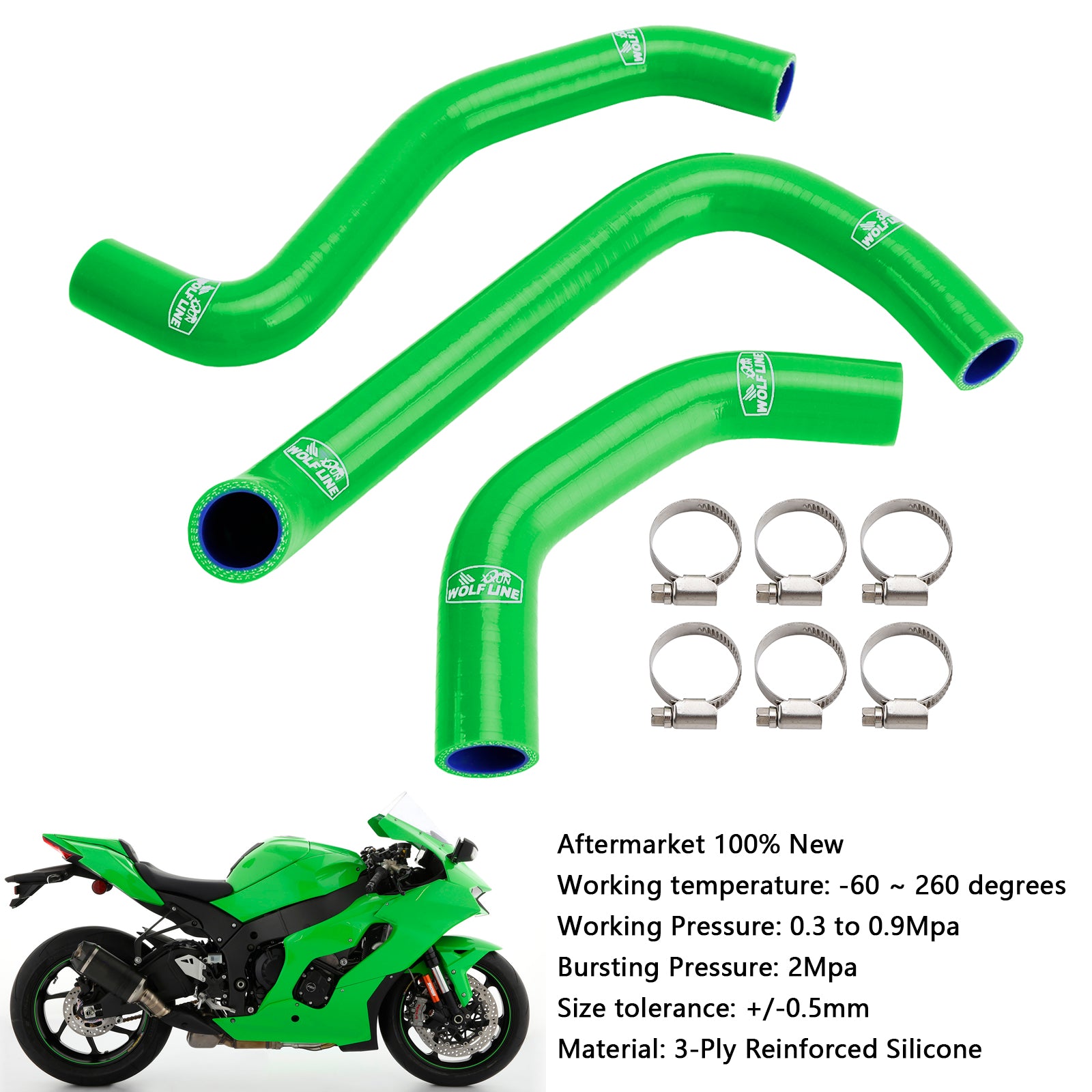 2021-2025 Kawasaki ZX10R ZX-10RR Silicone Radiator coolant Hose