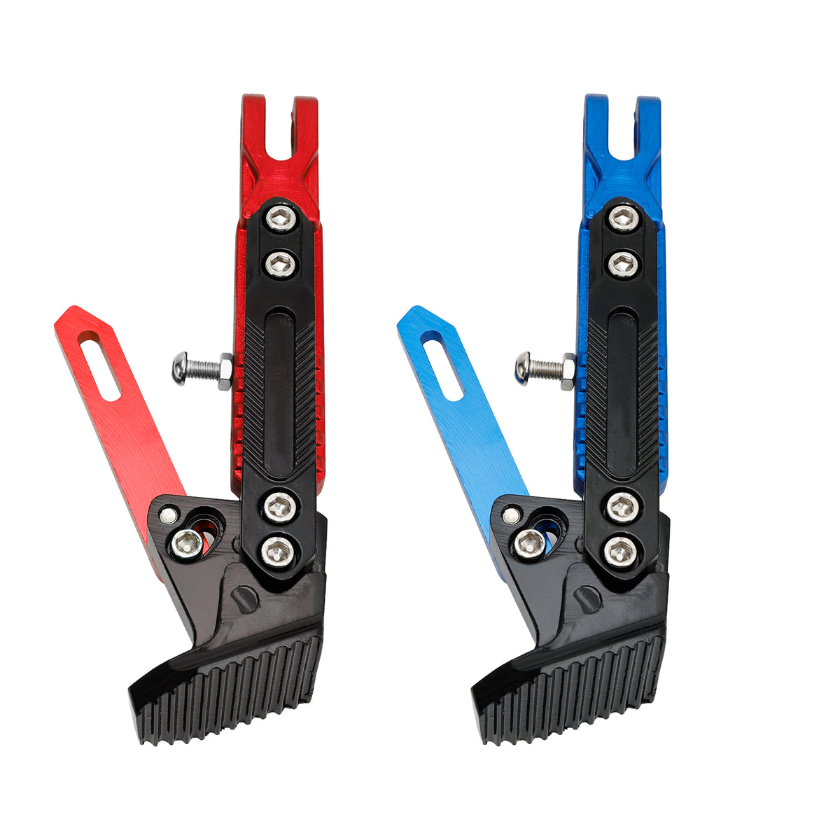 Adjustable reinforced side stand for motorcycle or scooter side stand