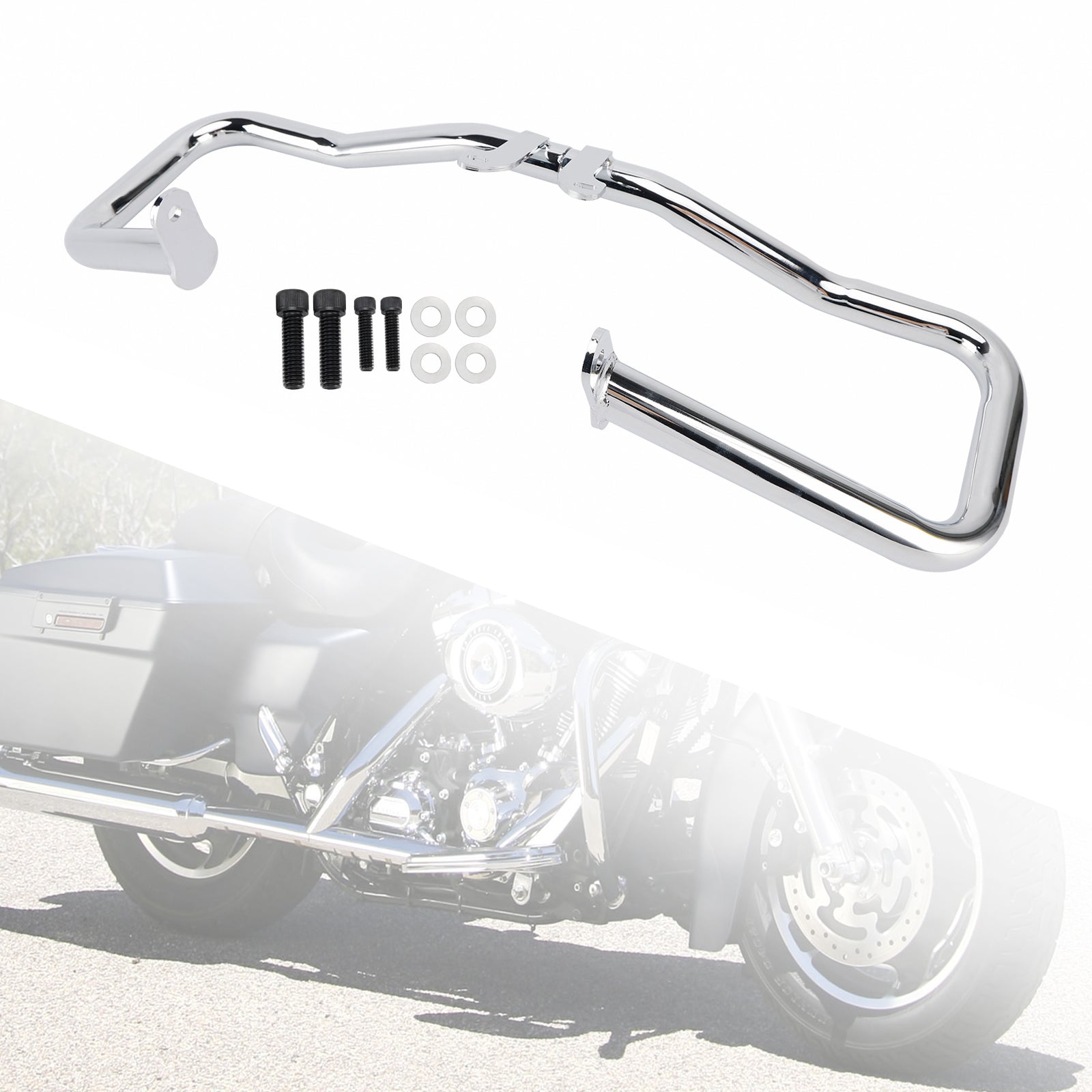 2014-2024 Harley Touring Glide Bumper Engine Protection Guard Crash Bar Chrome