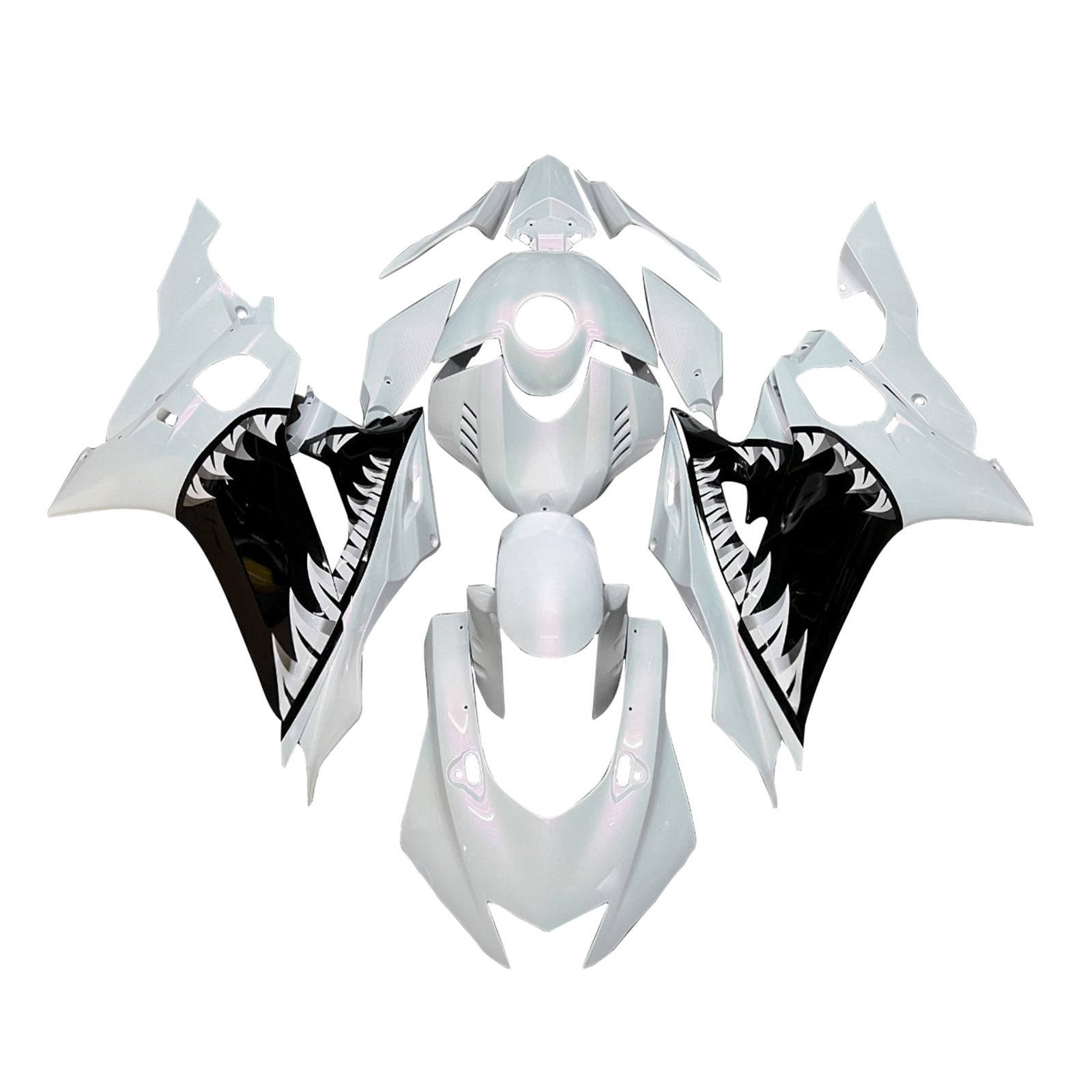Amotopart 2017-2023 Yamaha YZF-R6 White Black Fairing Kit