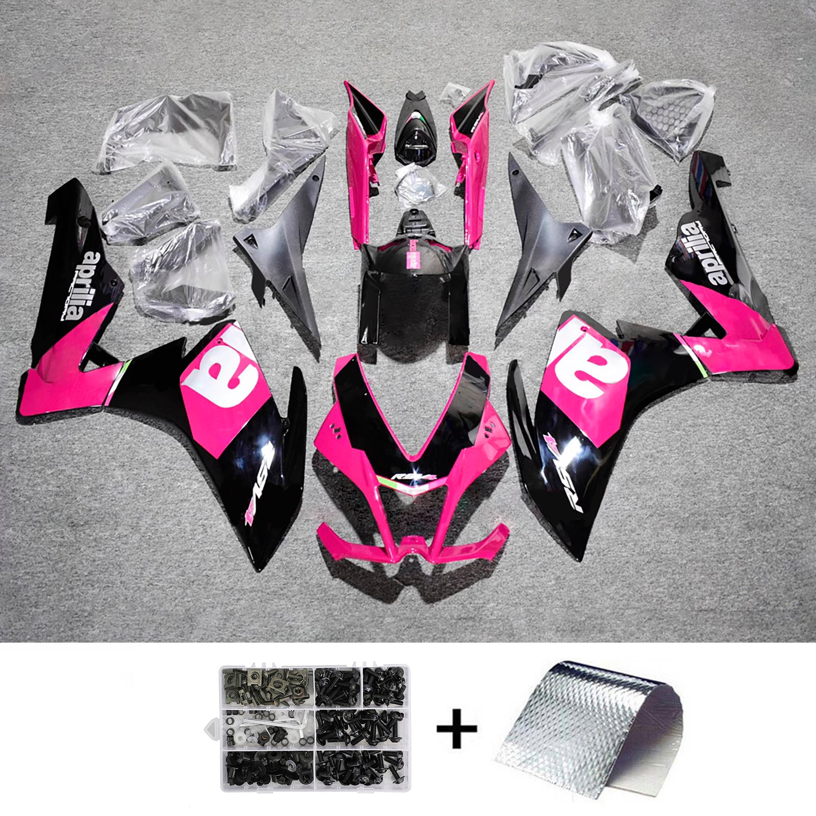 Amotopart 2009-2015 Aprilia RSV4 1000 Pink Black Fairing Kit