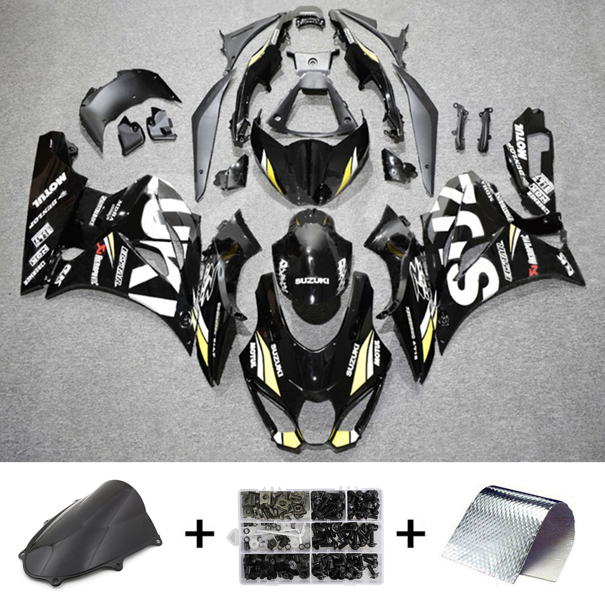 Amotopart 2017-2024 K17 GSXR1000 Suzuki Kit de carénage noir et blanc