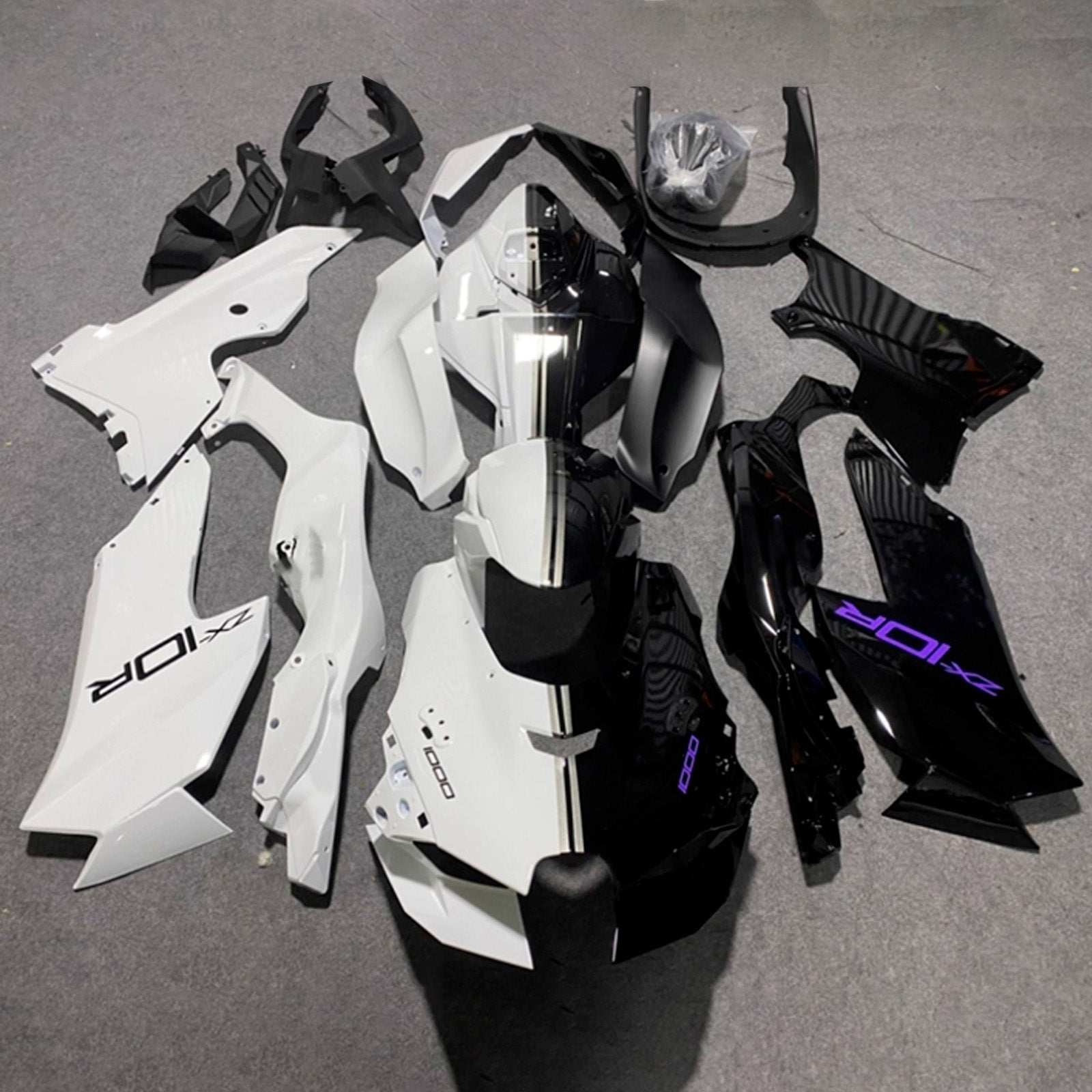 Amotopart 2021-2025 Kawasaki ZX-10R/ZX-10RR Black & White Fairing Kit