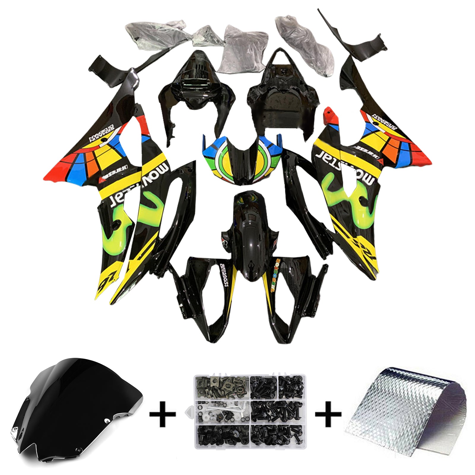 Amotopart 2008-2016 Yamaha YZF 600 R6 Kit de carénage multicolore