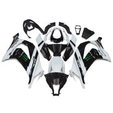 Amotopart 2011–2015 Kawasaki ZX10R Weiß und Schwarz mit Monster-Logo Style3 Verkleidungsset