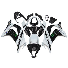 Amotopart 2011-2015 Kawasaki ZX10R White&Black with Monster Logo Style3 Fairing Kit