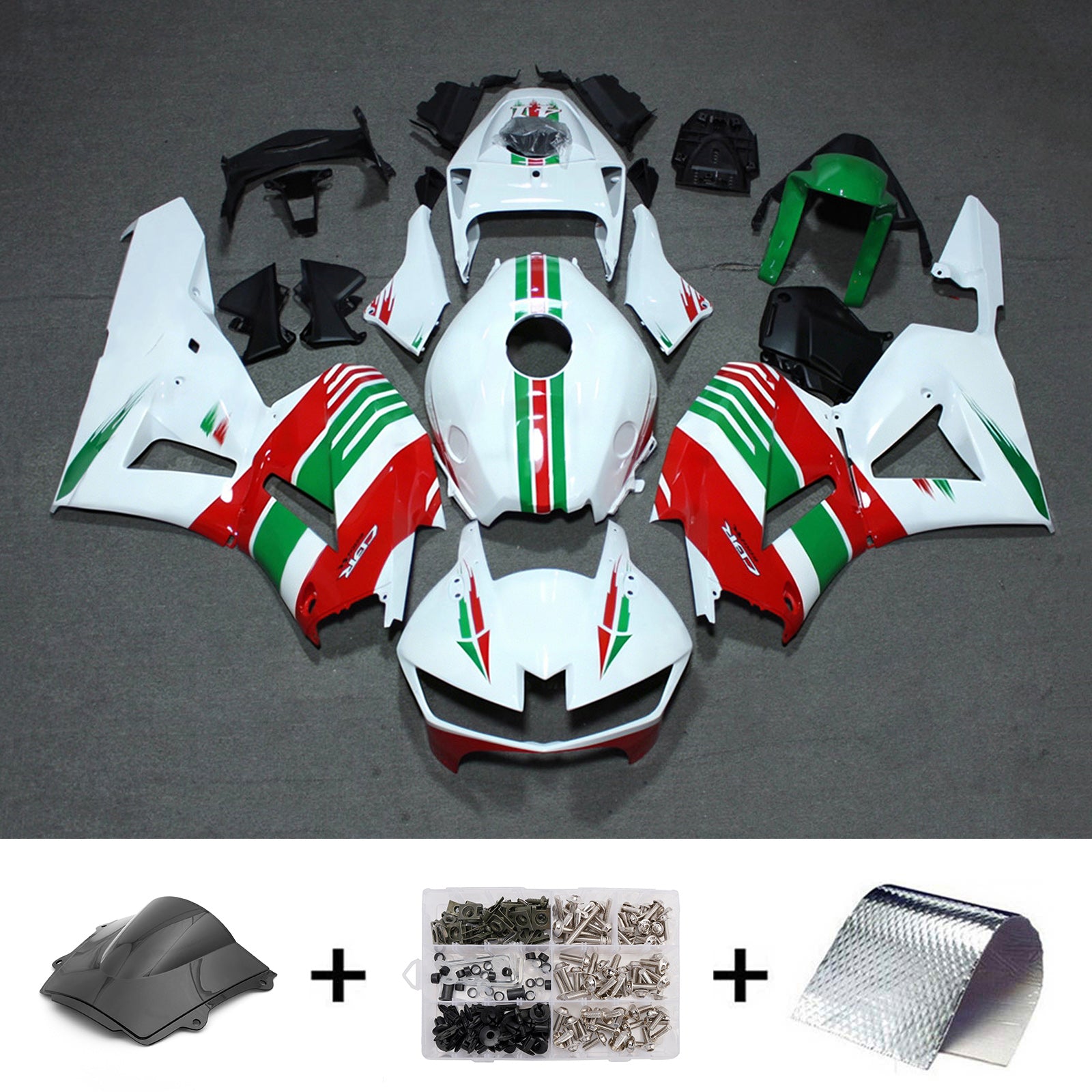 Amotopart 13-26 Amerikaanse ver. & 13-23 Europese ver. Honda CBR600RR wit rood groen kuipset