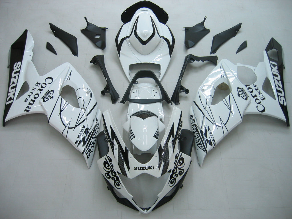 Amotopart 2005-2006 Suzuki GSXR1000 K5 bianco con kit carenatura a strisce nere