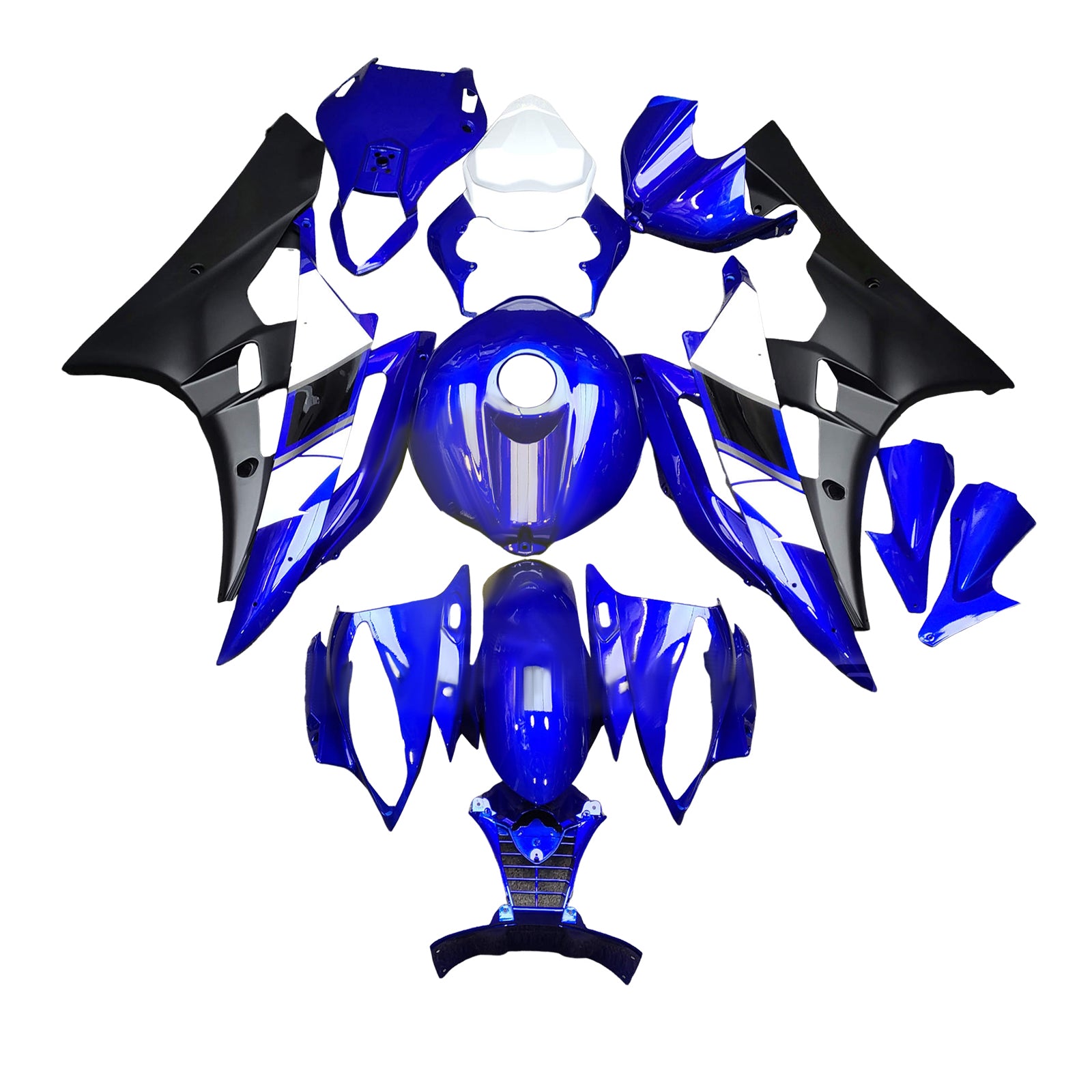 Amotopart 2006-2007 Yamaha YZF-R6 Black Blue Fairing Kit